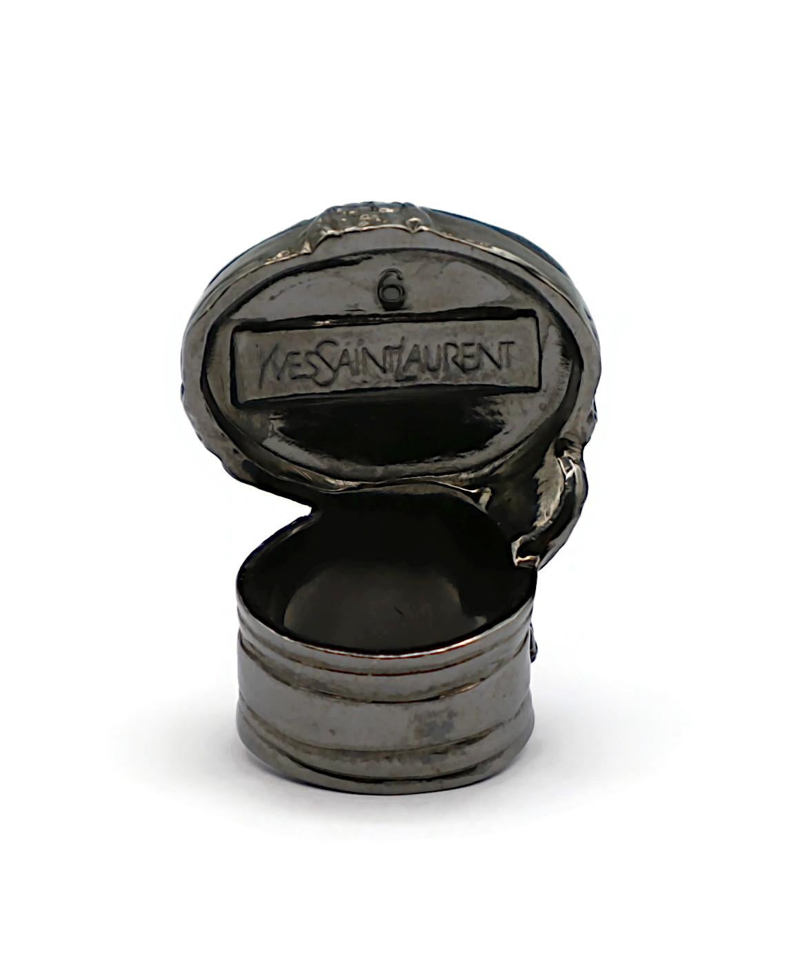 YVES SAINT LAURENT YSL Arty Pink Cabochon Ruthenium Tone Ring For Sale 1