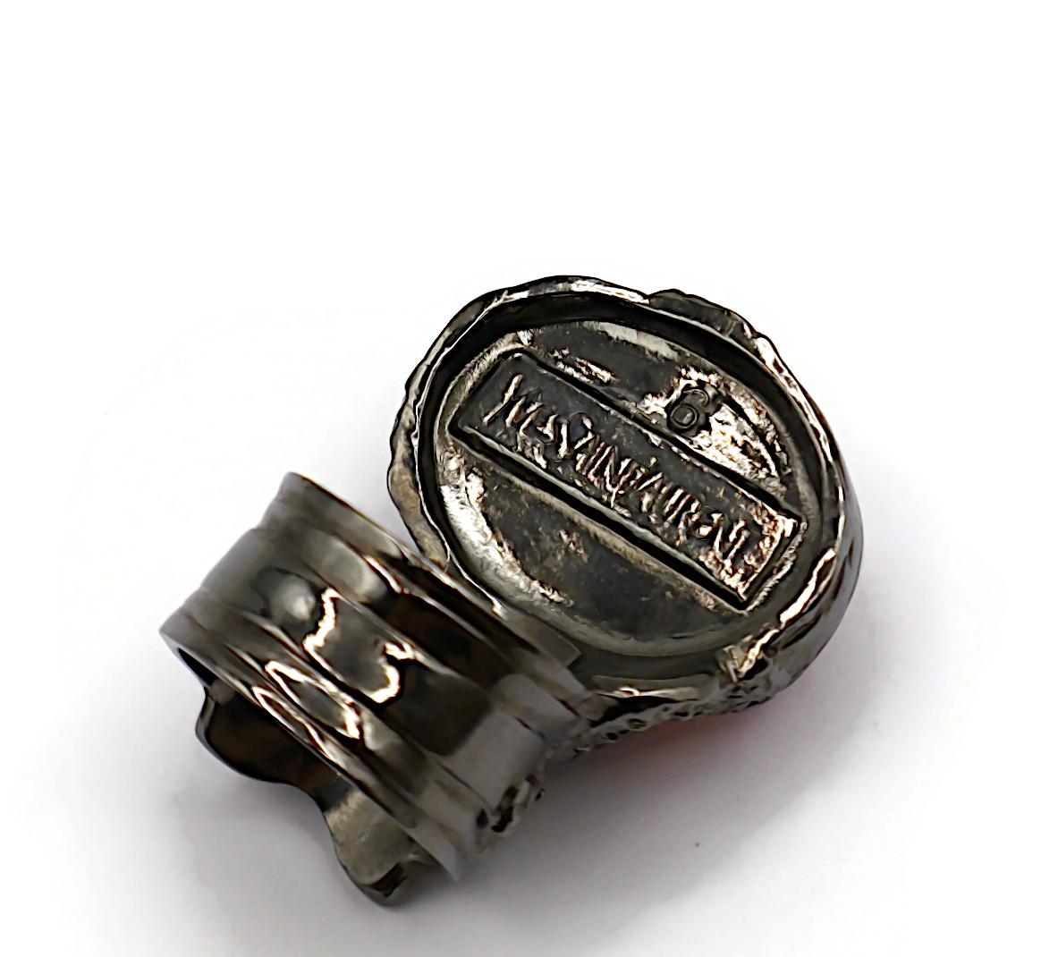 YVES SAINT LAURENT YSL Arty Pink Cabochon Ruthenium Tone Ring For Sale 4