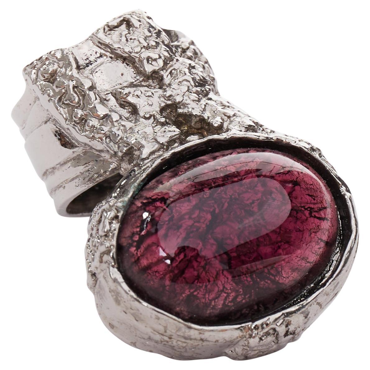 Yves Saint Laurent YSL Anello con cabochon di ametista viola Artis US7