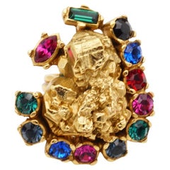 Anillo grueso Yves Saint Laurent YSL Arty Rubí Esmeralda Zafiro, US 6