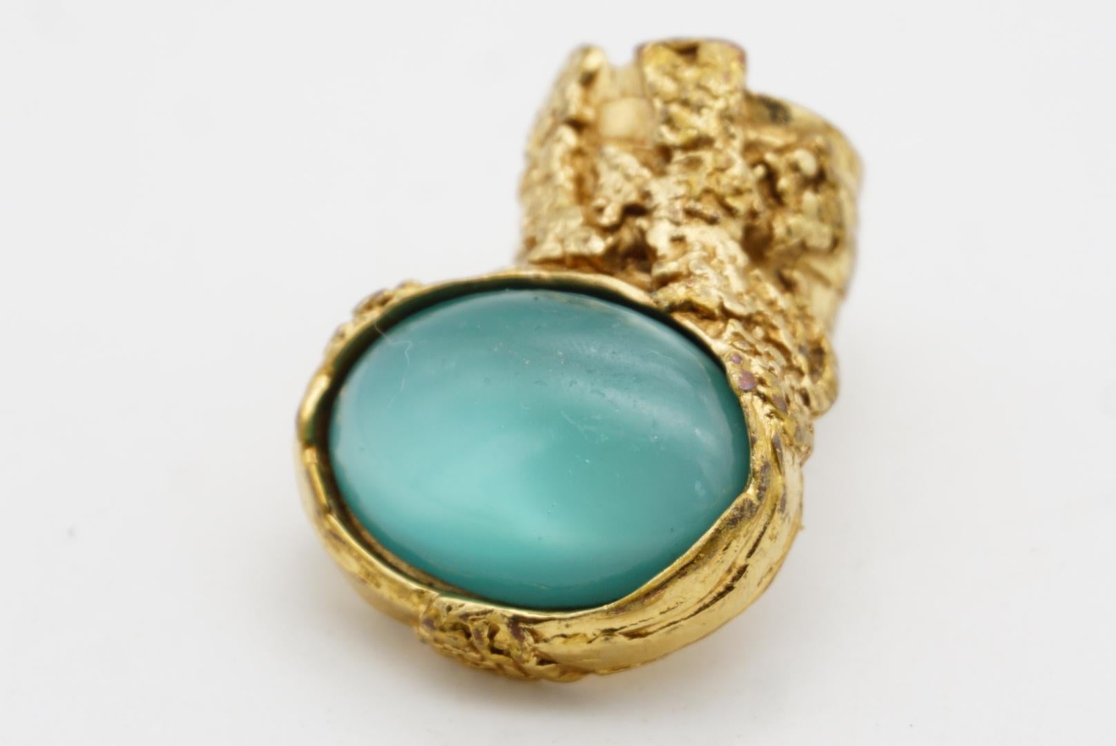 Yves Saint Laurent YSL Arty Soft Clear Green Cabochon Chunky Ring Gold Size 6 en vente 3