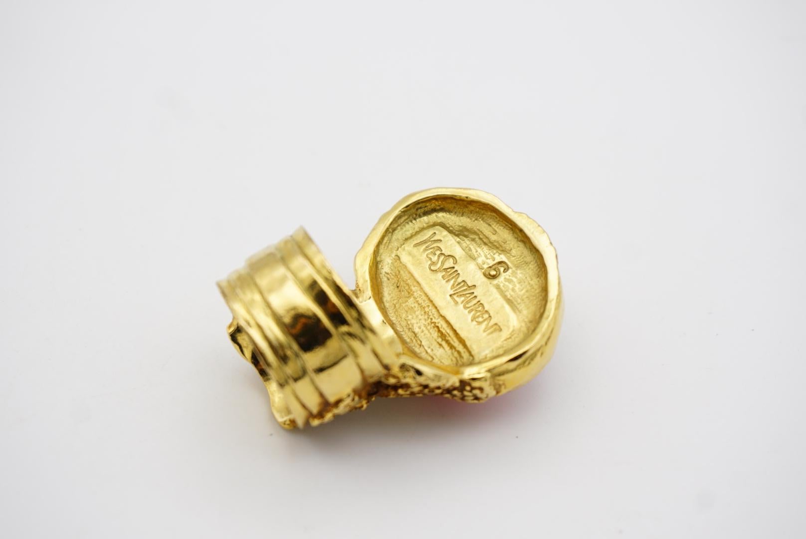 Yves Saint Laurent YSL Arty Soft Clear Pink Cabochon Chunky Cocktail Ring, US 6 4