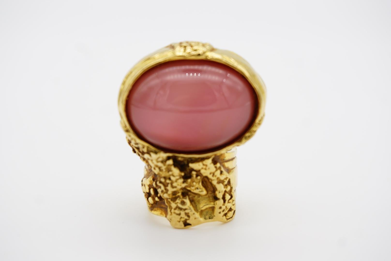 Yves Saint Laurent YSL Arty Soft Clear Pink Cabochon Chunky Cocktail Ring, US 6 In Excellent Condition In Wokingham, England