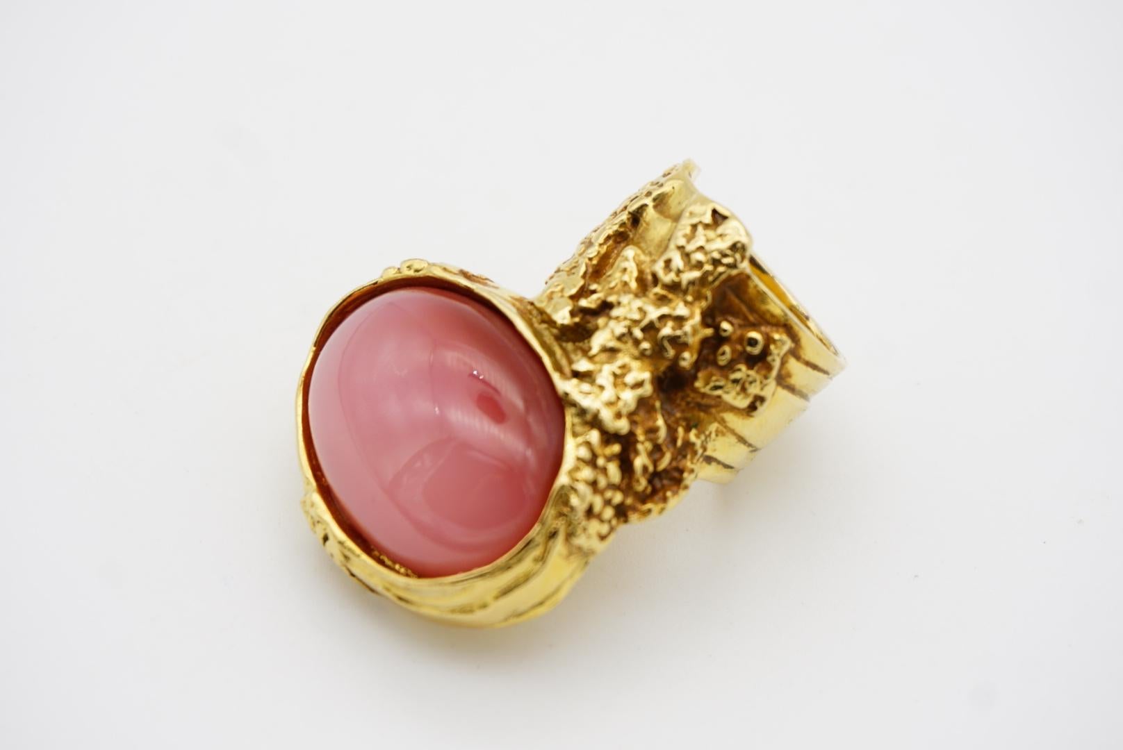 Yves Saint Laurent YSL Arty Soft Clear Pink Cabochon Chunky Cocktail Ring, US 6 1