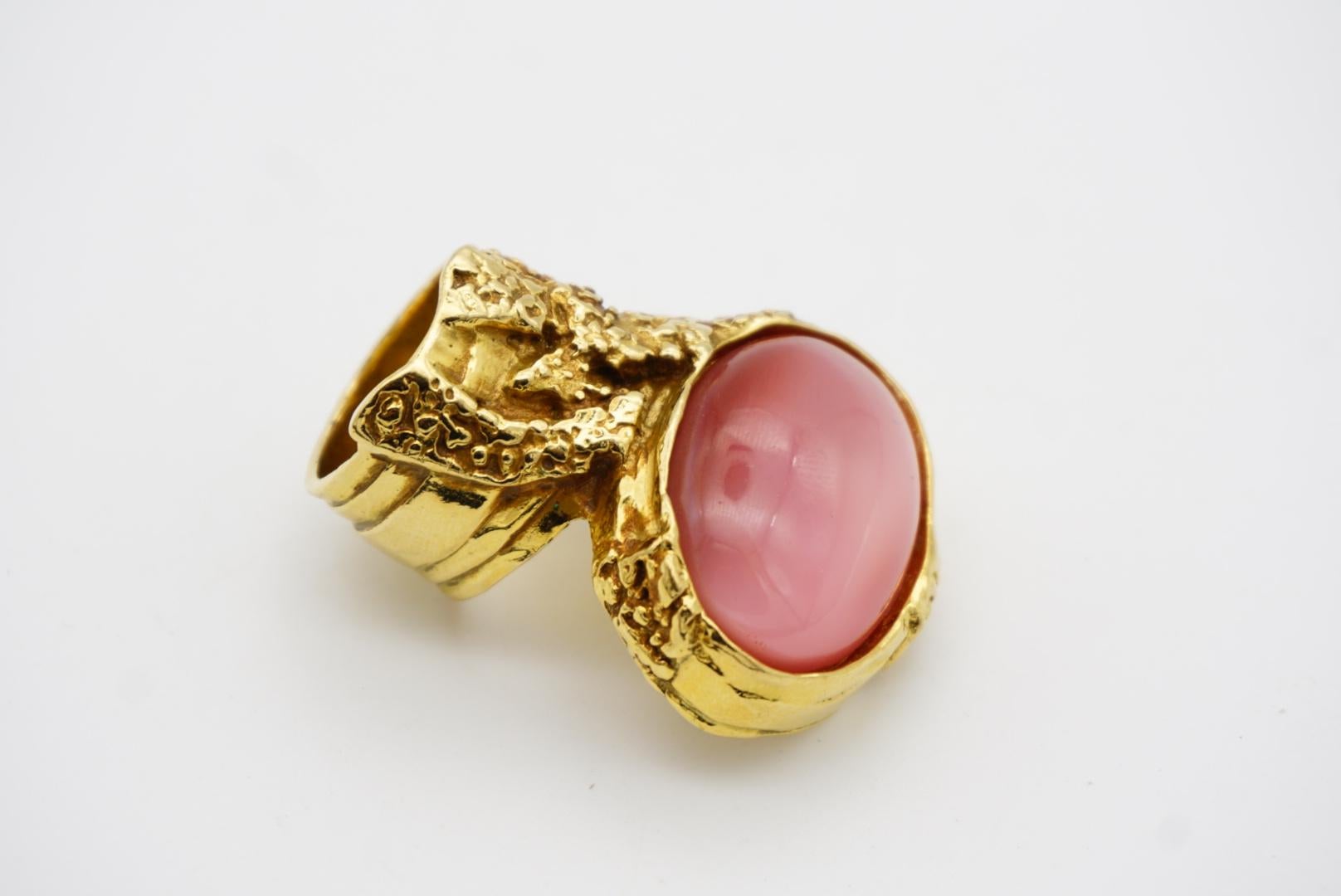 Yves Saint Laurent YSL Arty Soft Clear Pink Cabochon Chunky Cocktail Ring, US 6 2