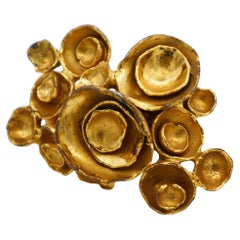 Yves Saint Laurent YSL Arty Swirl Cluster Flowers Gold Statement Ring Size 7