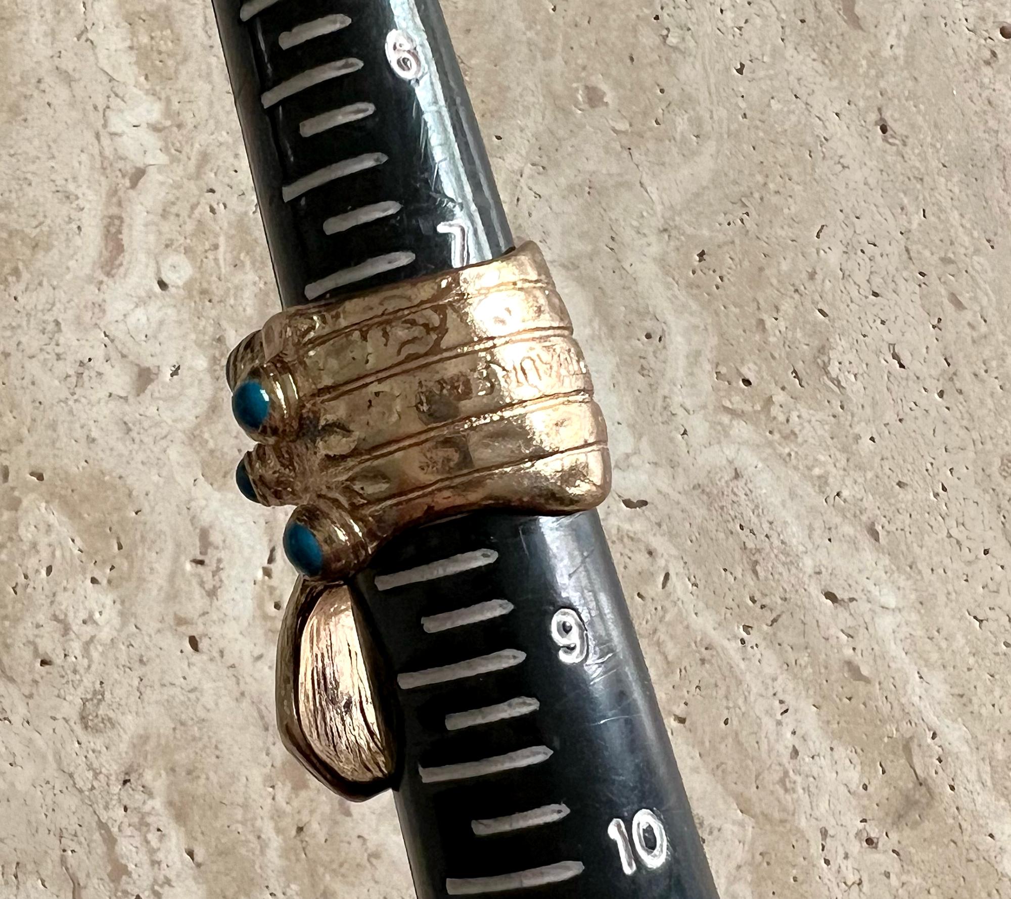 Yves Saint Laurent YSL Arty Teal Turquoise Chunky Gold Tone Ring Enamel Stones For Sale 3