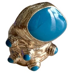 Yves Saint Laurent YSL Anello con smalto in tonalità oro, turchese e verde acqua