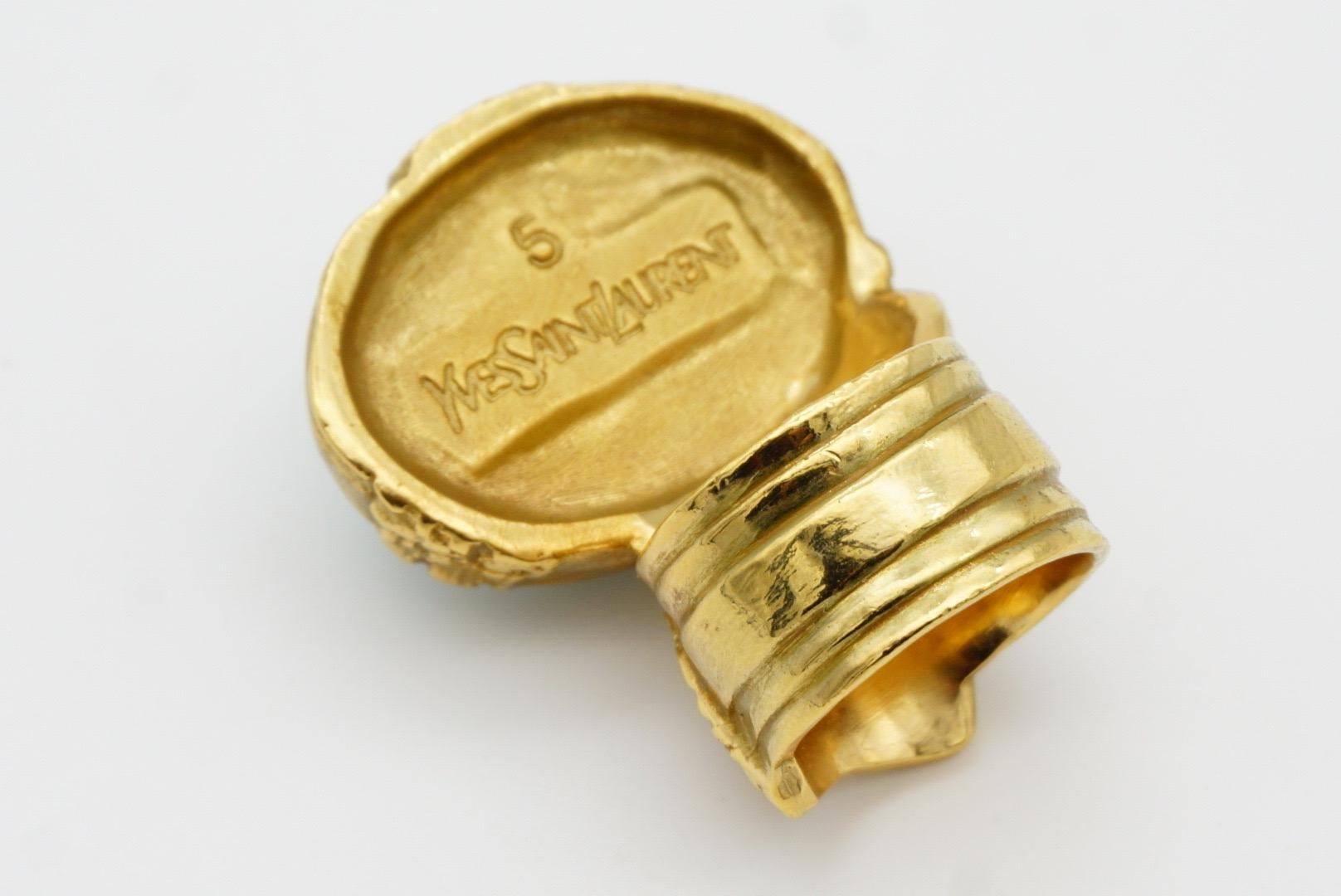 Yves Saint Laurent YSL Arty Turquoise Cabochon Enamel Chunky - Anello in oro, misura 5 5