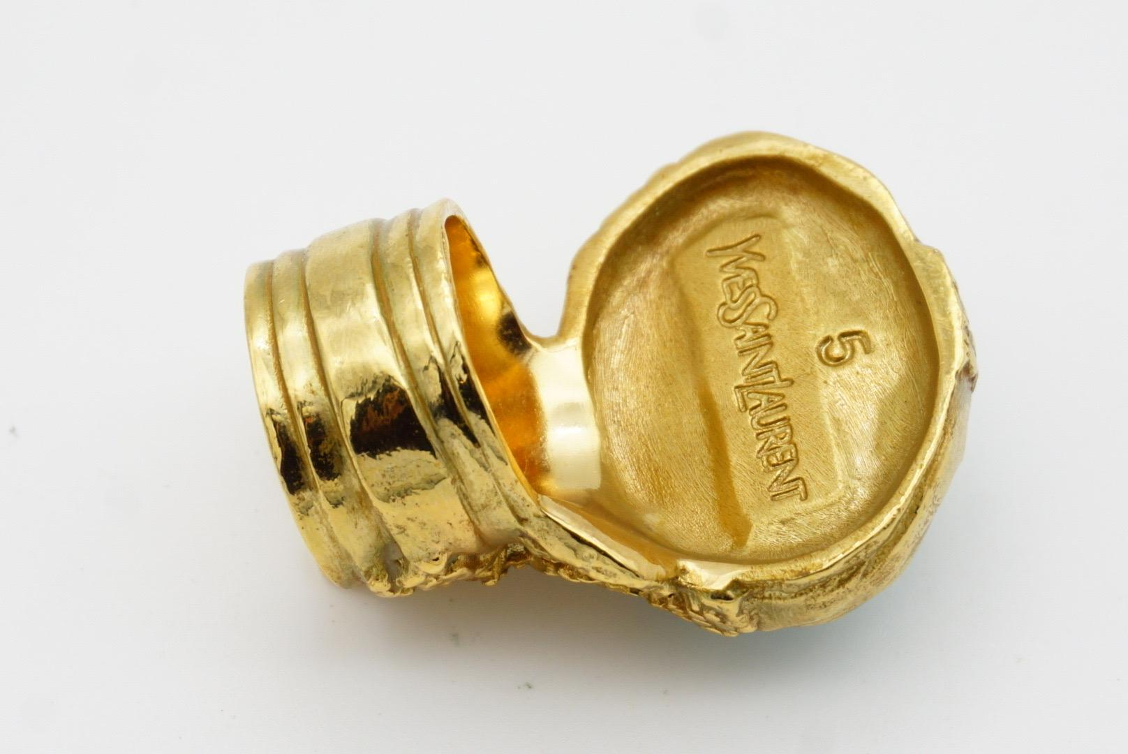 Yves Saint Laurent YSL Arty Turquoise Cabochon Enamel Chunky - Anello in oro, misura 5 6