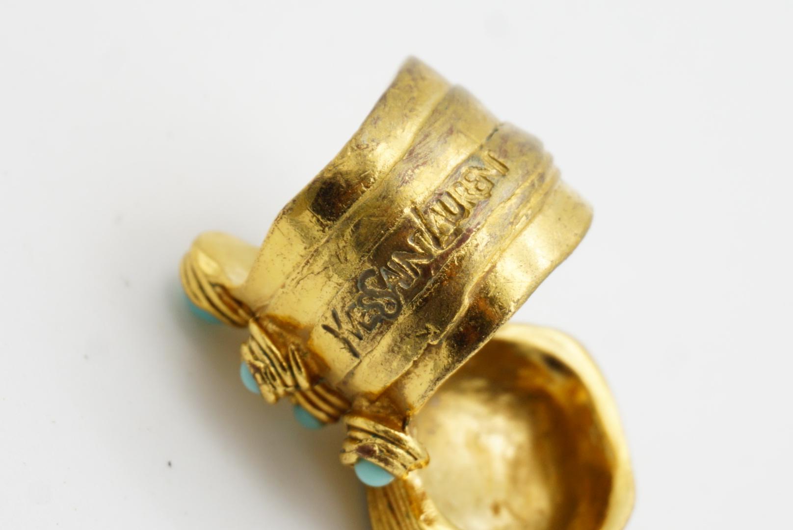 Yves Saint Laurent YSL Arty Turquoise Cabochon Enamel Dots Chunky Ring, Size 7 im Angebot 11