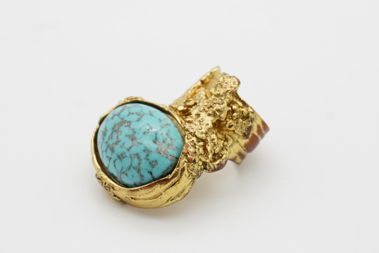Yves Saint Laurent YSL Arty Türkis Cabochon Statement Chunky Ring, Größe 6 5