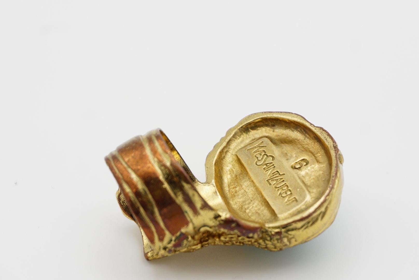 Yves Saint Laurent YSL Arty Türkis Cabochon Statement Chunky Ring, Größe 6 7