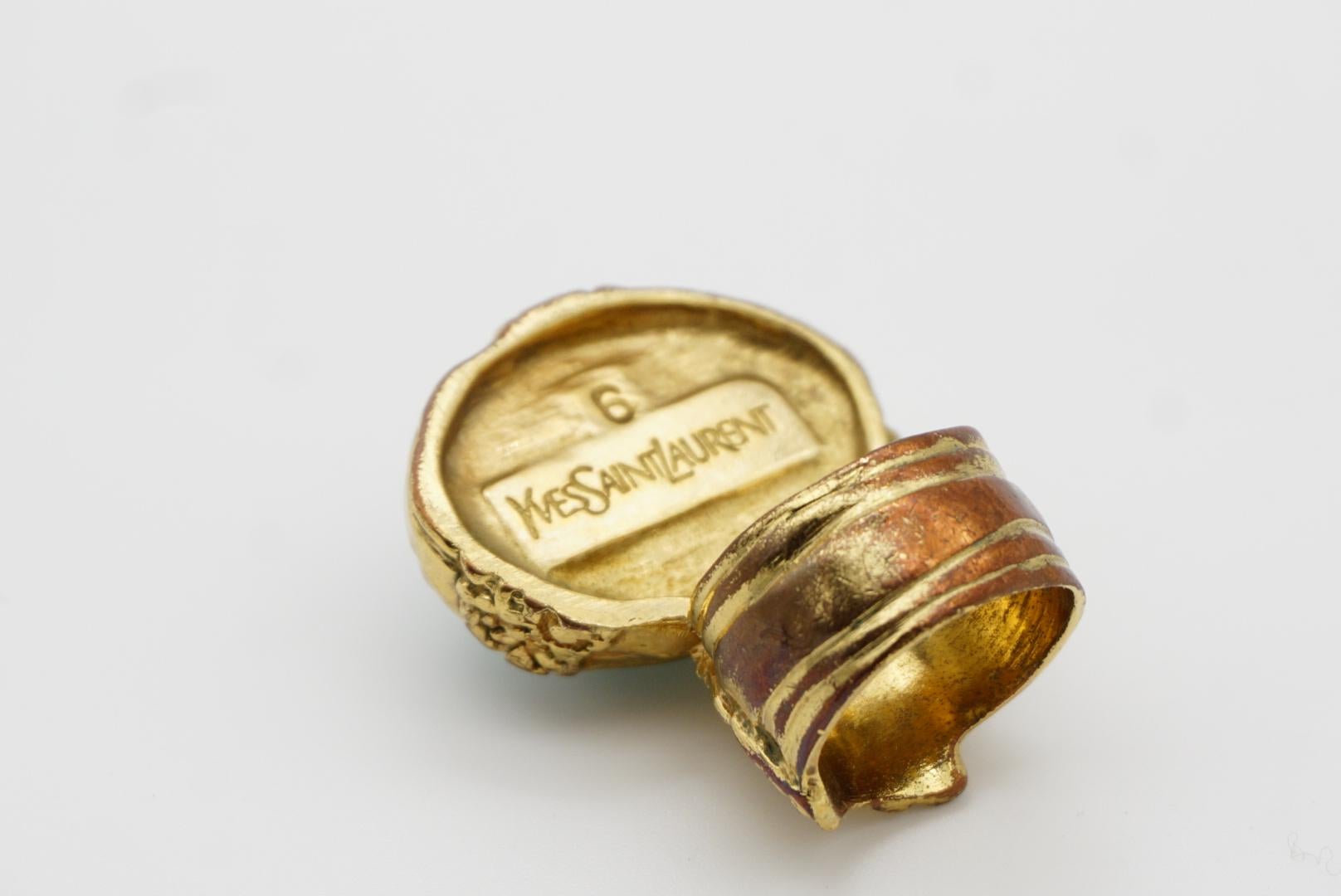 Yves Saint Laurent YSL Arty Türkis Cabochon Statement Chunky Ring, Größe 6 8