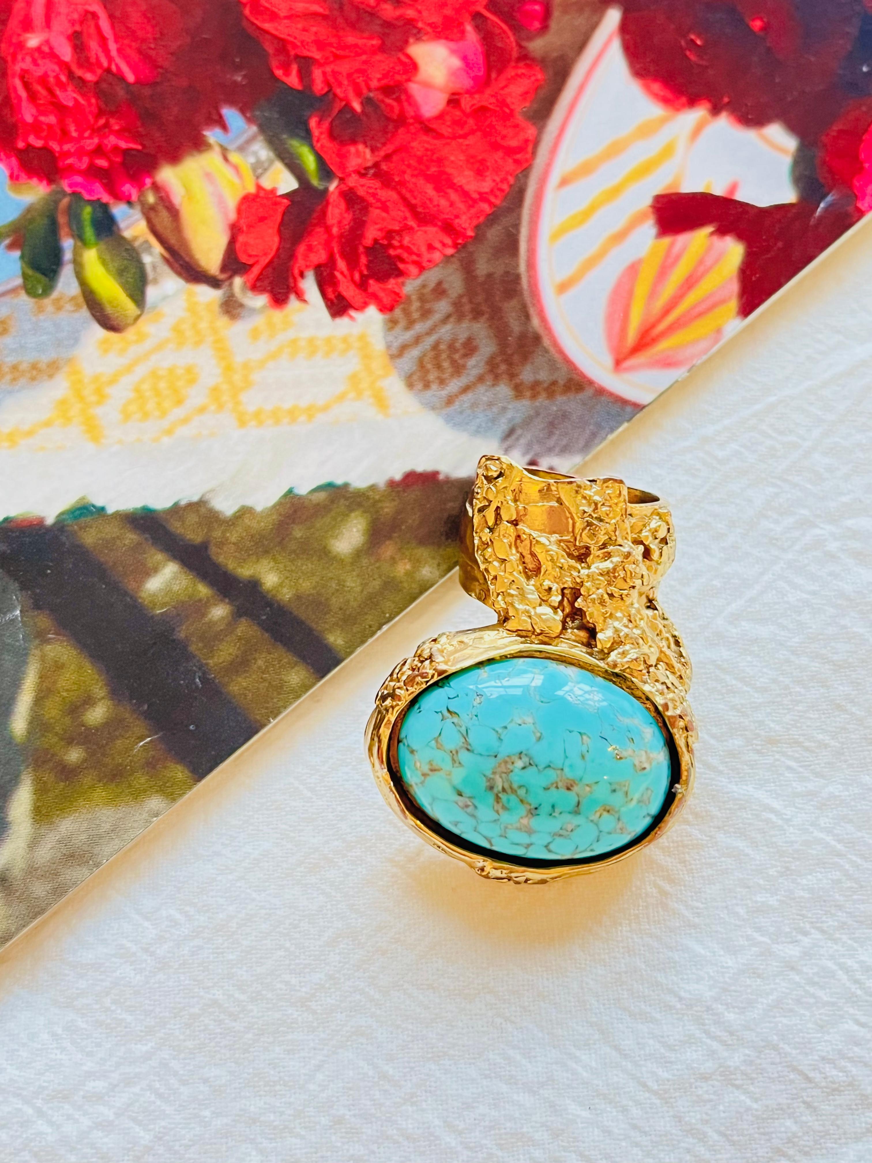Yves Saint Laurent YSL Arty Türkis Cabochon Statement Chunky Ring, Größe 6 im Zustand „Gut“ in Wokingham, England