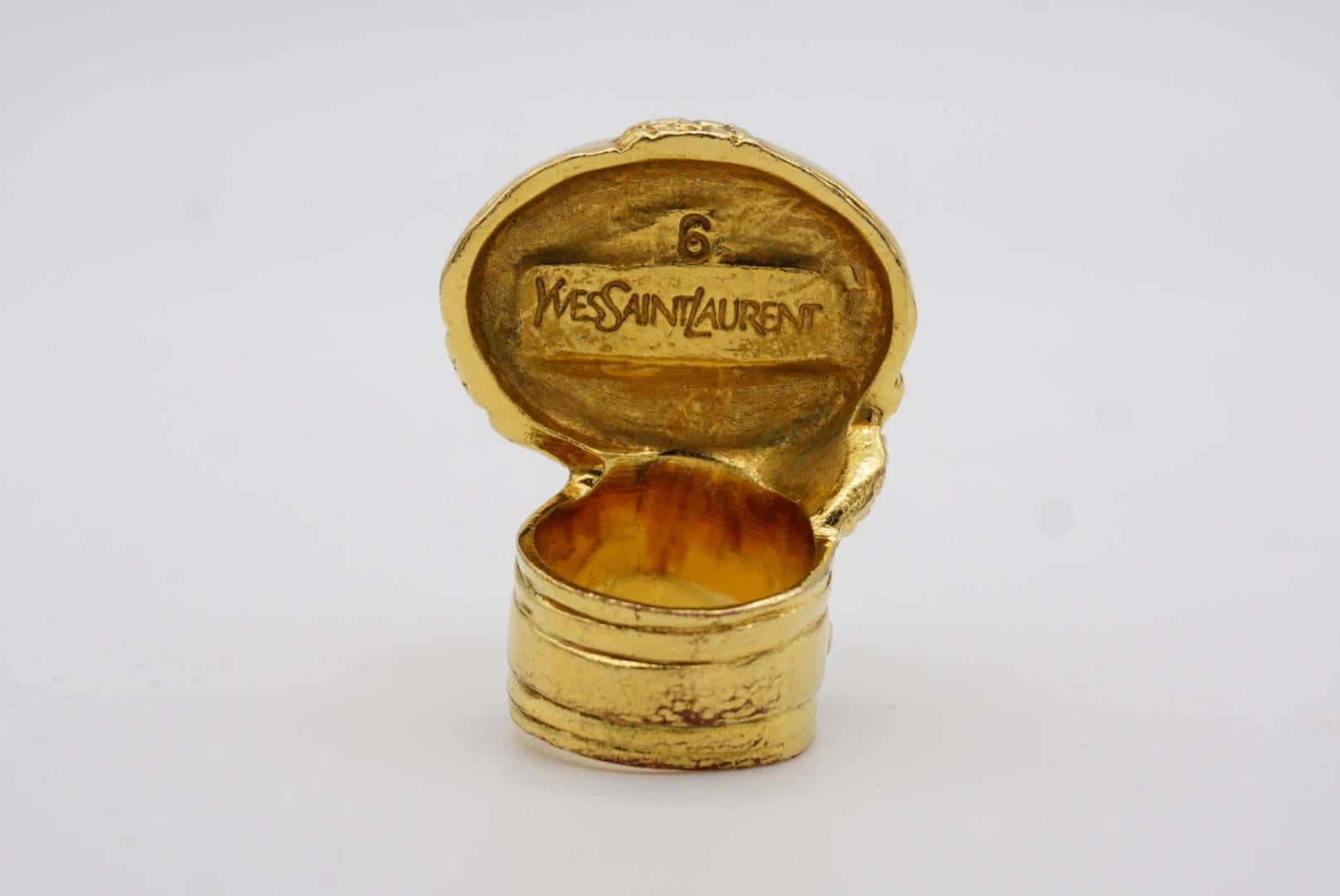 Yves Saint Laurent YSL Arty Türkis Statement Emaille Chunky Goldring, Größe 6 im Angebot 5