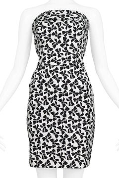 Yves Saint Laurent Ysl Black And White Bow Print Mini Dress