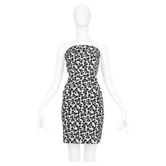 Yves Saint Laurent Ysl Black and White Bow Print Mini Dress (Mini robe imprimée d'un nœud)