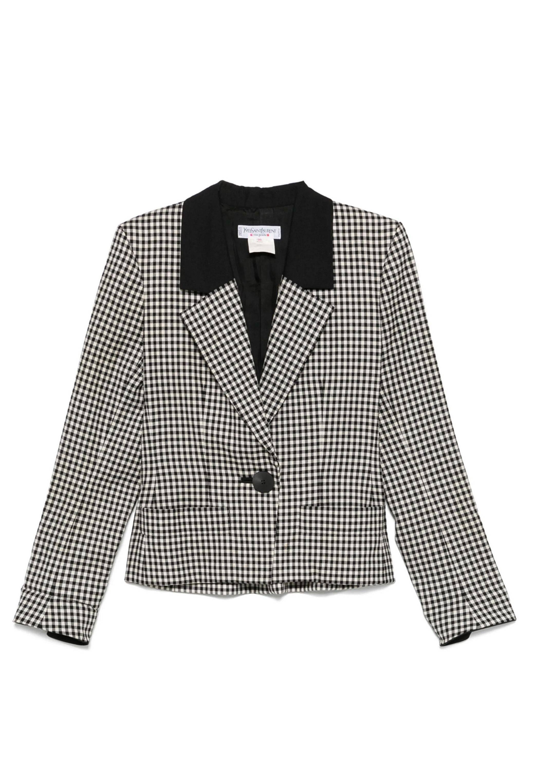 Women's Yves Saint Laurent YSL Black and White Checked Jacket For Sale