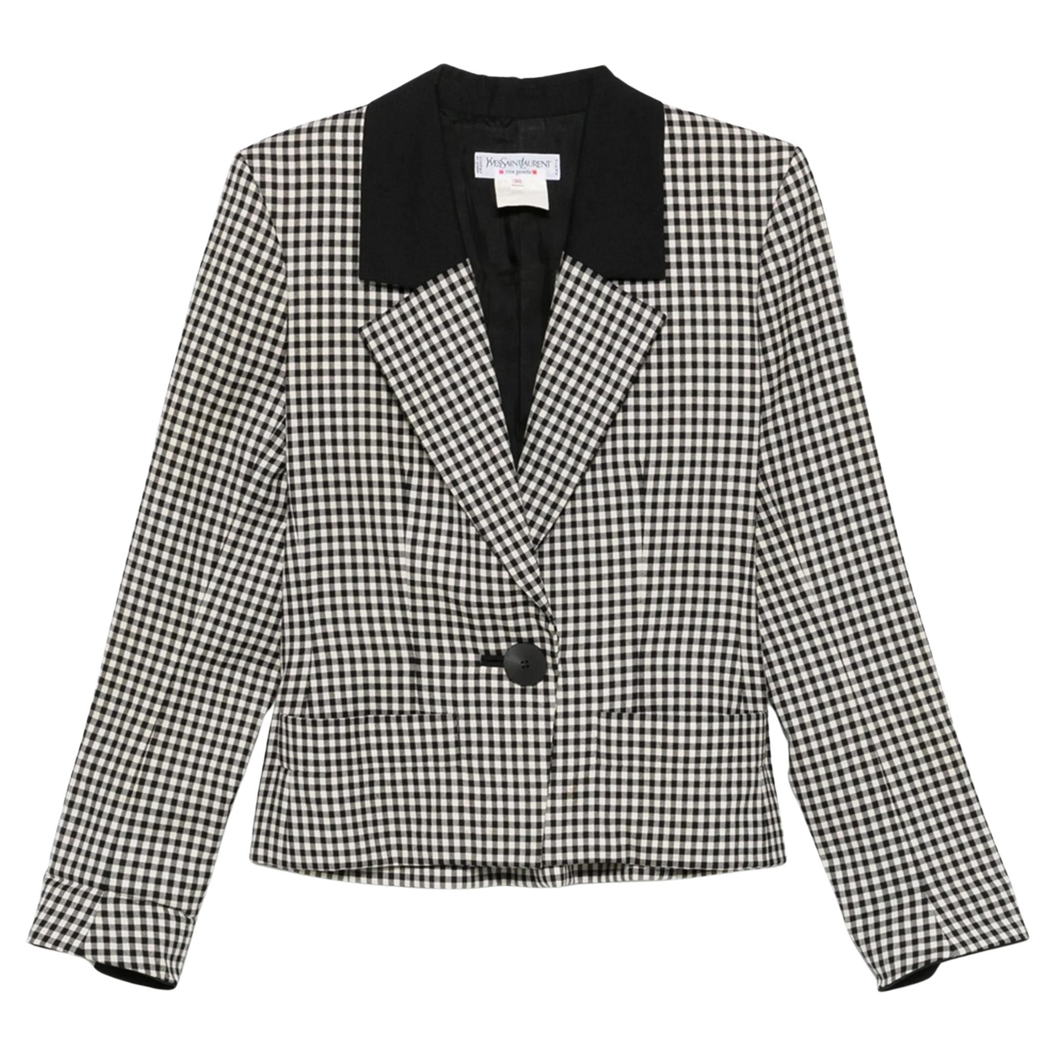 Yves Saint Laurent YSL Black and White Checked Jacket For Sale