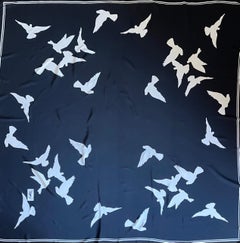 Yves Saint Laurent YSL Black Bird Silk Scarf
