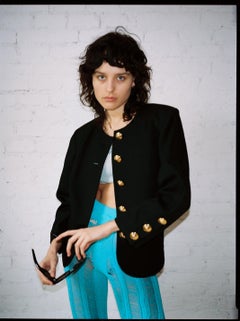 YVES SAINT LAURENT YSL Schwarzer Blazer mit Kuppelknöpfen