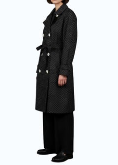 Yves Saint Laurent YSL Black Cotton Dot Trench Coat