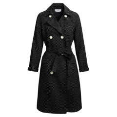 Yves Saint Laurent YSL Black Cotton Dot Trench Coat