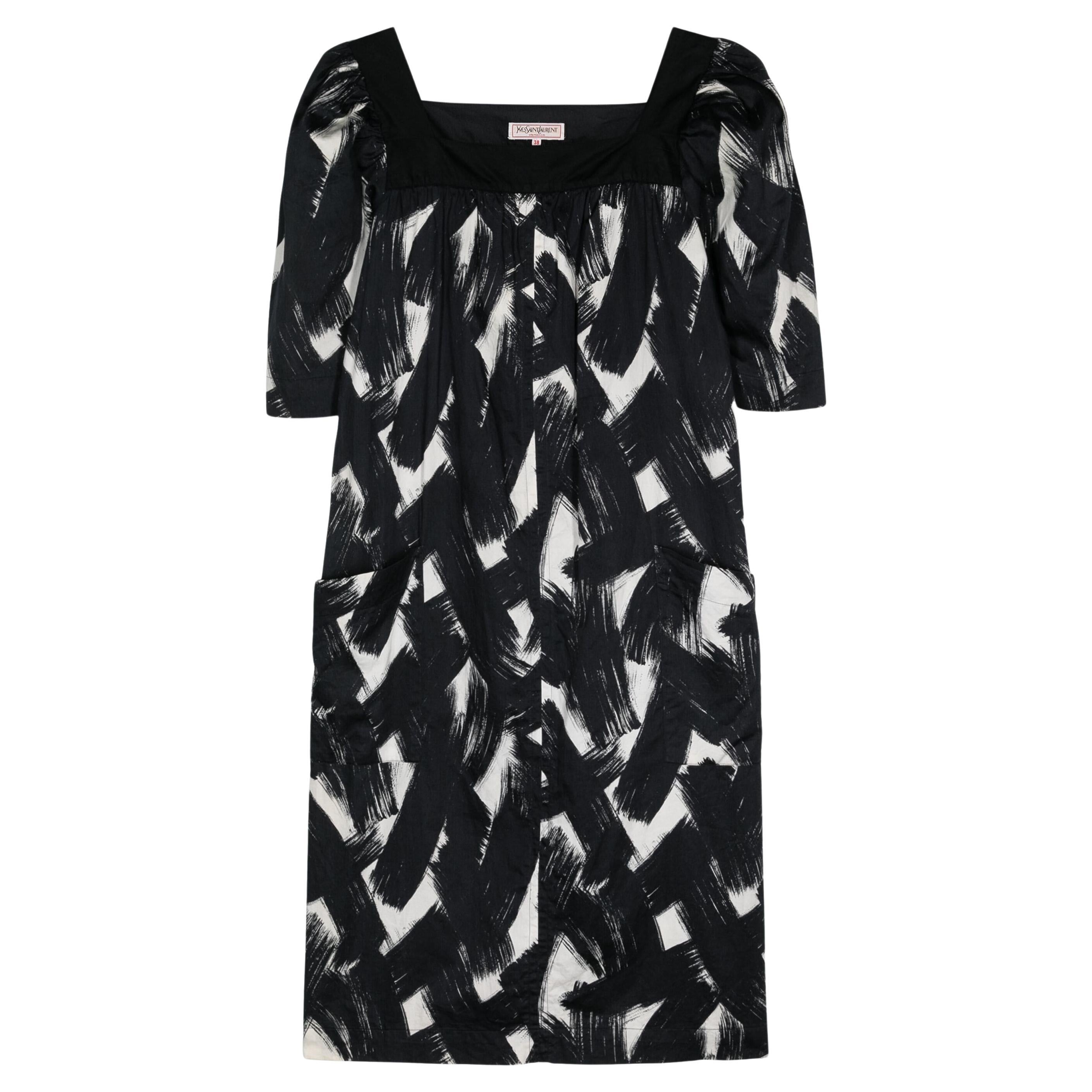 Yves Saint Laurent YSL Black Cotton Dress For Sale