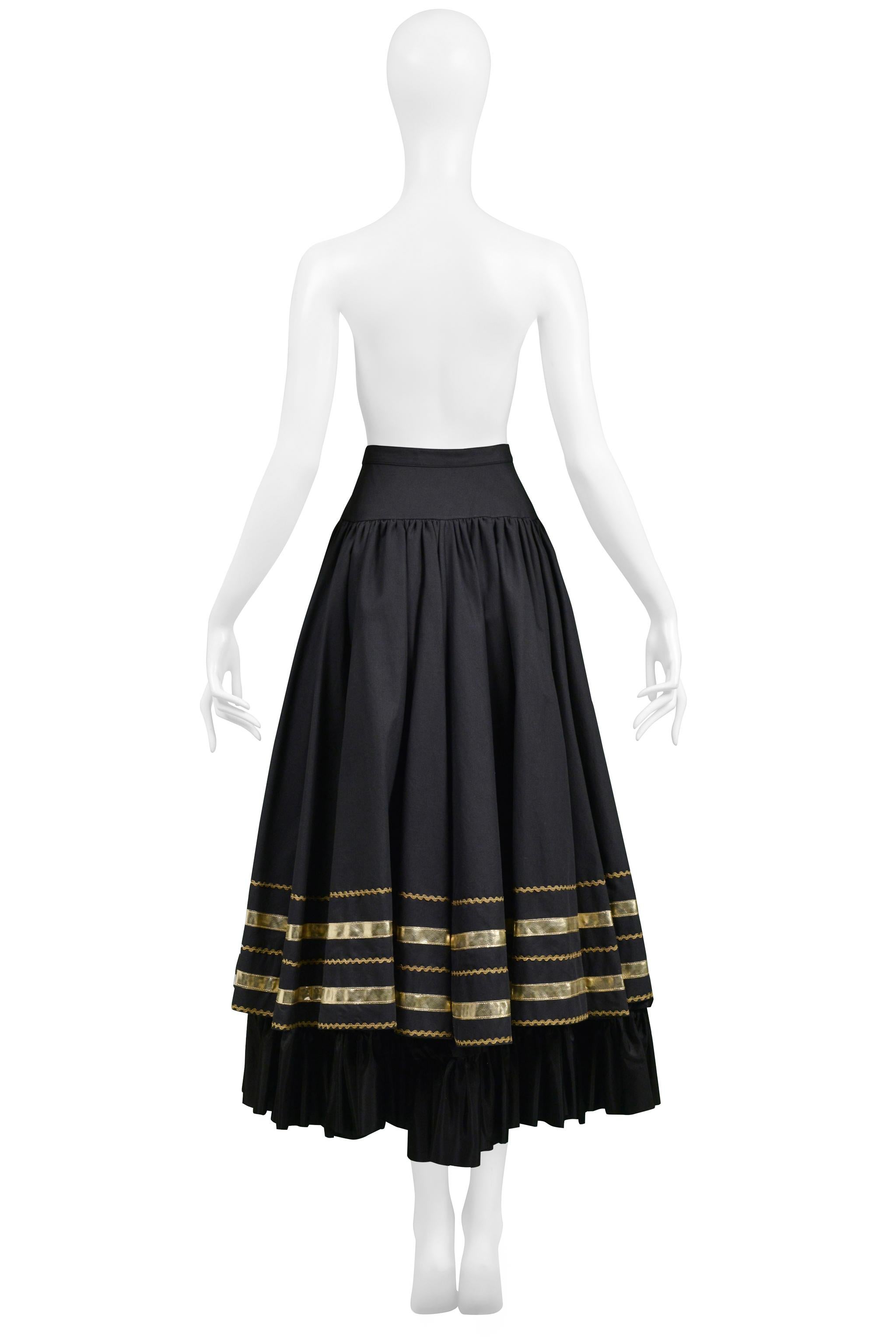 Yves Saint Laurent Ysl Black & Gold Corset Top & Fancy Peasant Skirt 1970s For Sale 6