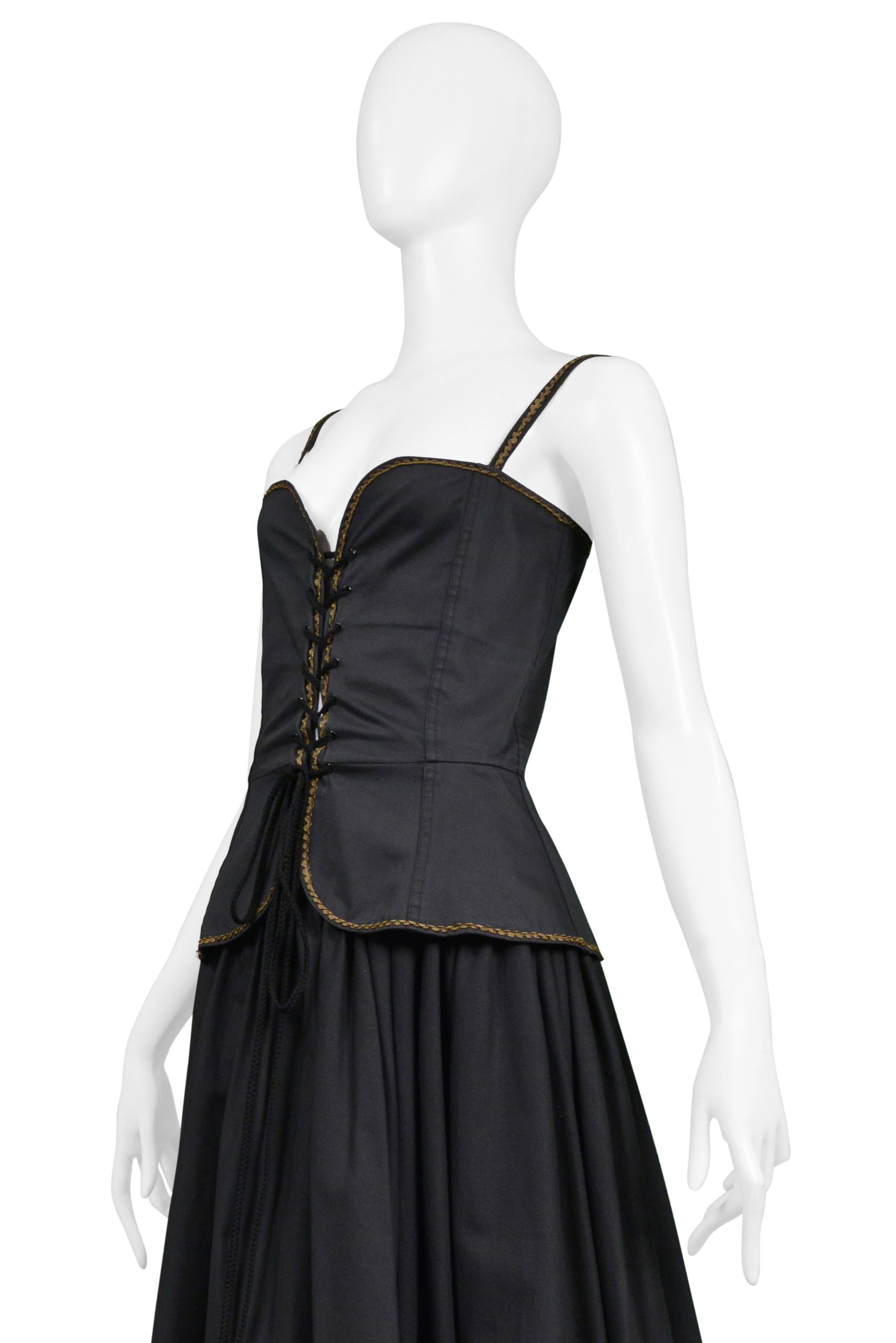 Yves Saint Laurent Top corset noir et or et jupe paysanne fantaisie 1970 Pour femmes en vente
