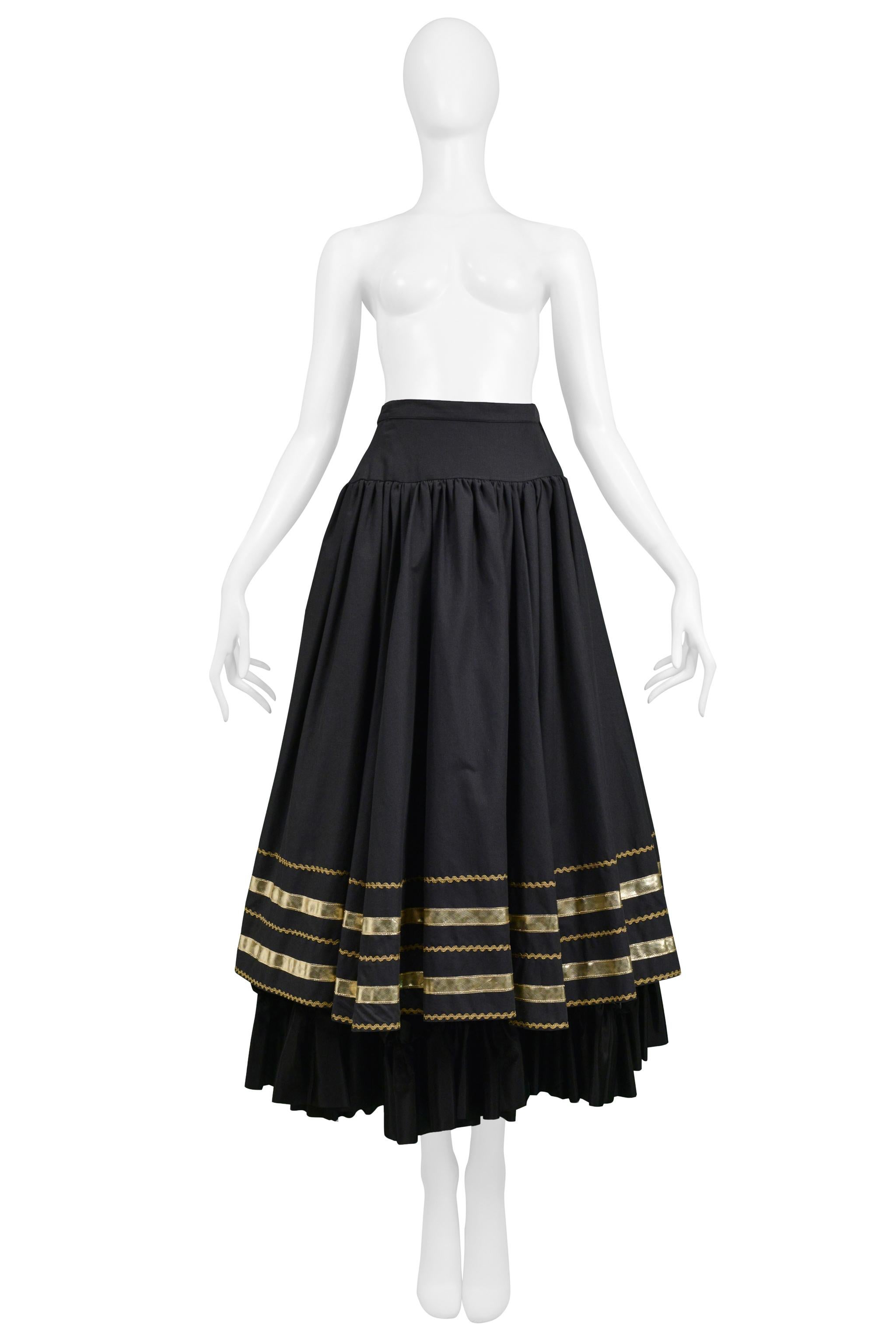 Yves Saint Laurent Ysl Black & Gold Corset Top & Fancy Peasant Skirt 1970s For Sale 5