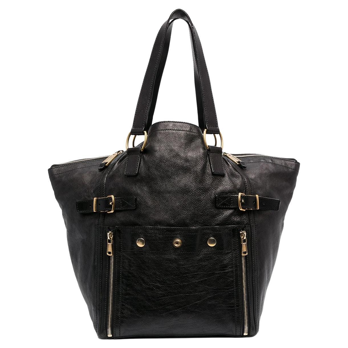 Yves Saint Laurent YSL Black Leather Downtown Tote Bag
