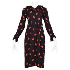Yves Saint Laurent YSL Seidenkleid mit schwarzem und rotem Druck