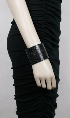 YVES SAINT LAURENT YSL Black Resin Logo Cuff Bracelet