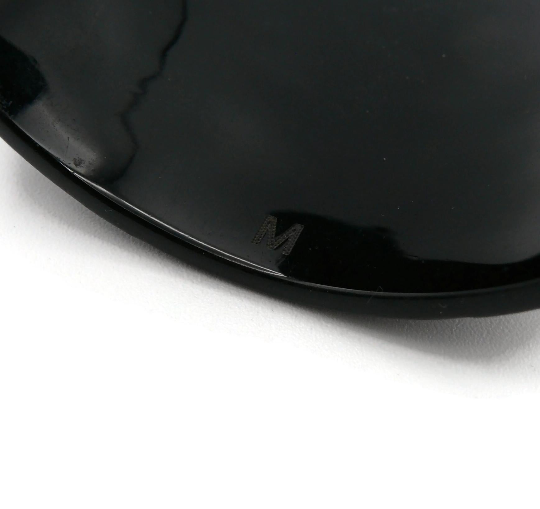 YVES SAINT LAURENT YSL Black Resin Logo Cuff Bracelet For Sale 3
