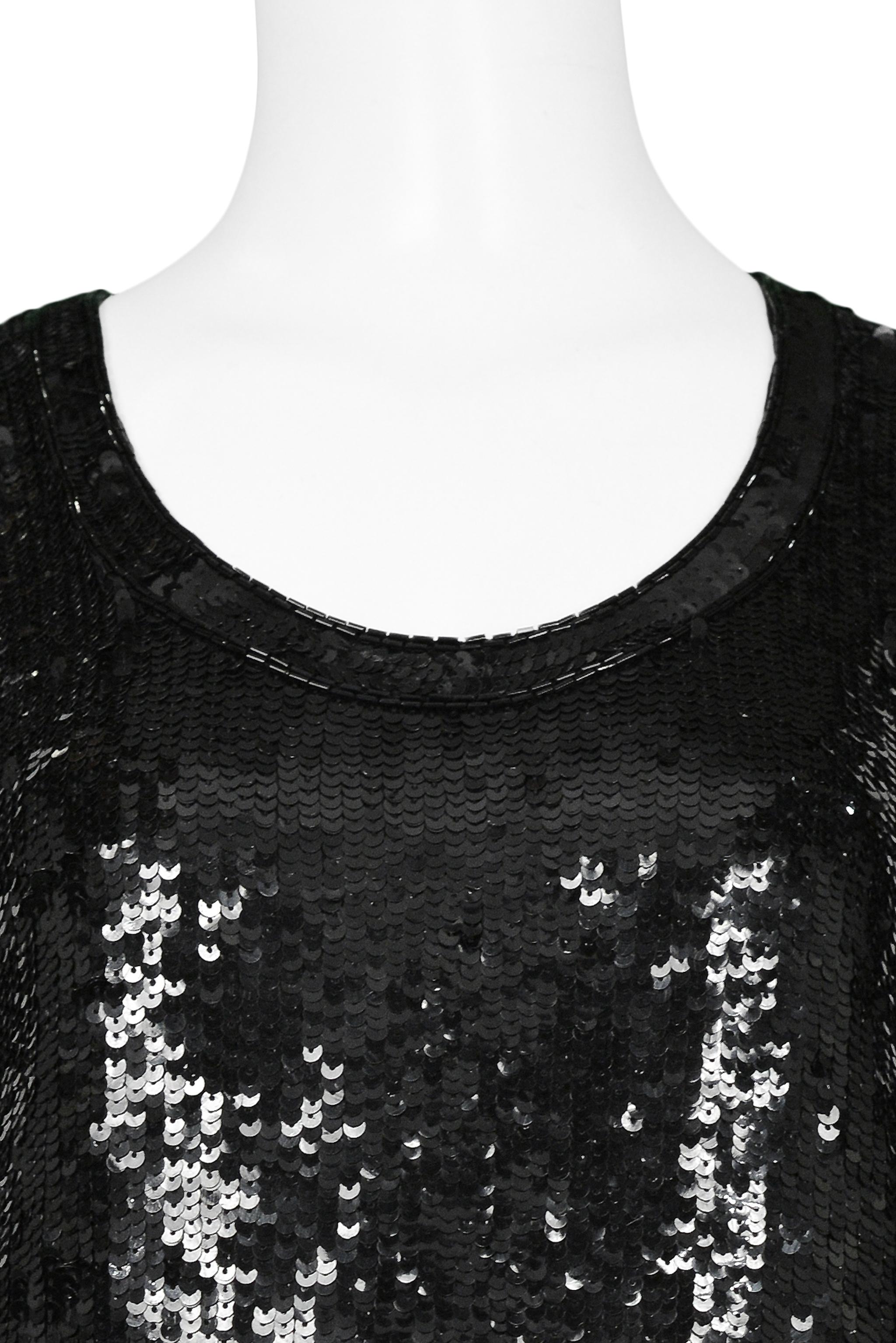 Yves Saint Laurent YSL Black Sequin & Bugle Bead Tank Top In Excellent Condition In Los Angeles, CA