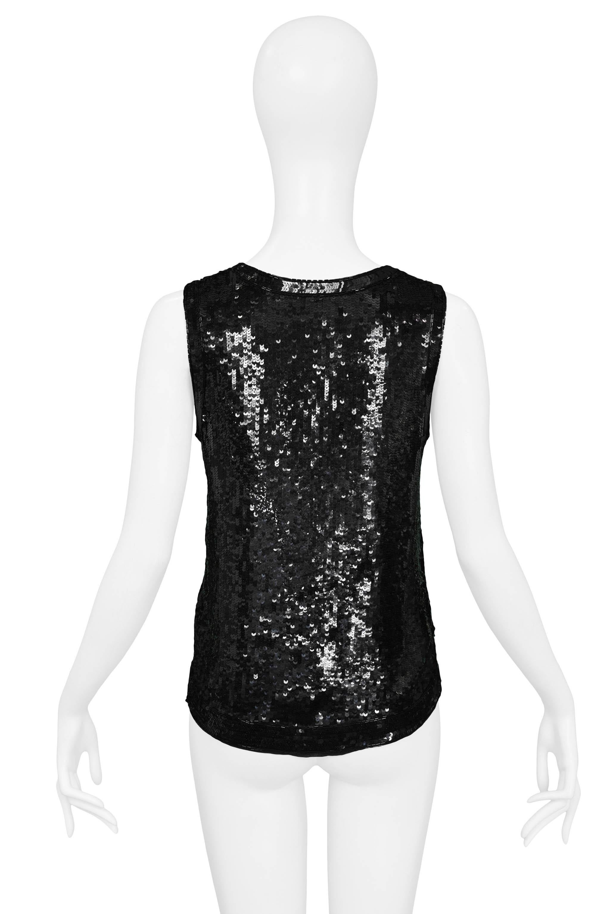Yves Saint Laurent YSL Black Sequin & Bugle Bead Tank Top 1