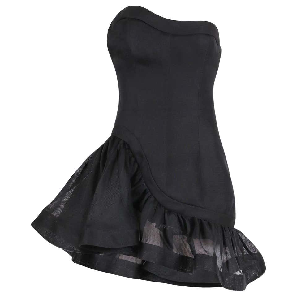 Yves Saint Laurent YSL Black Strapless Gazar Mini Cocktail Dress with ...