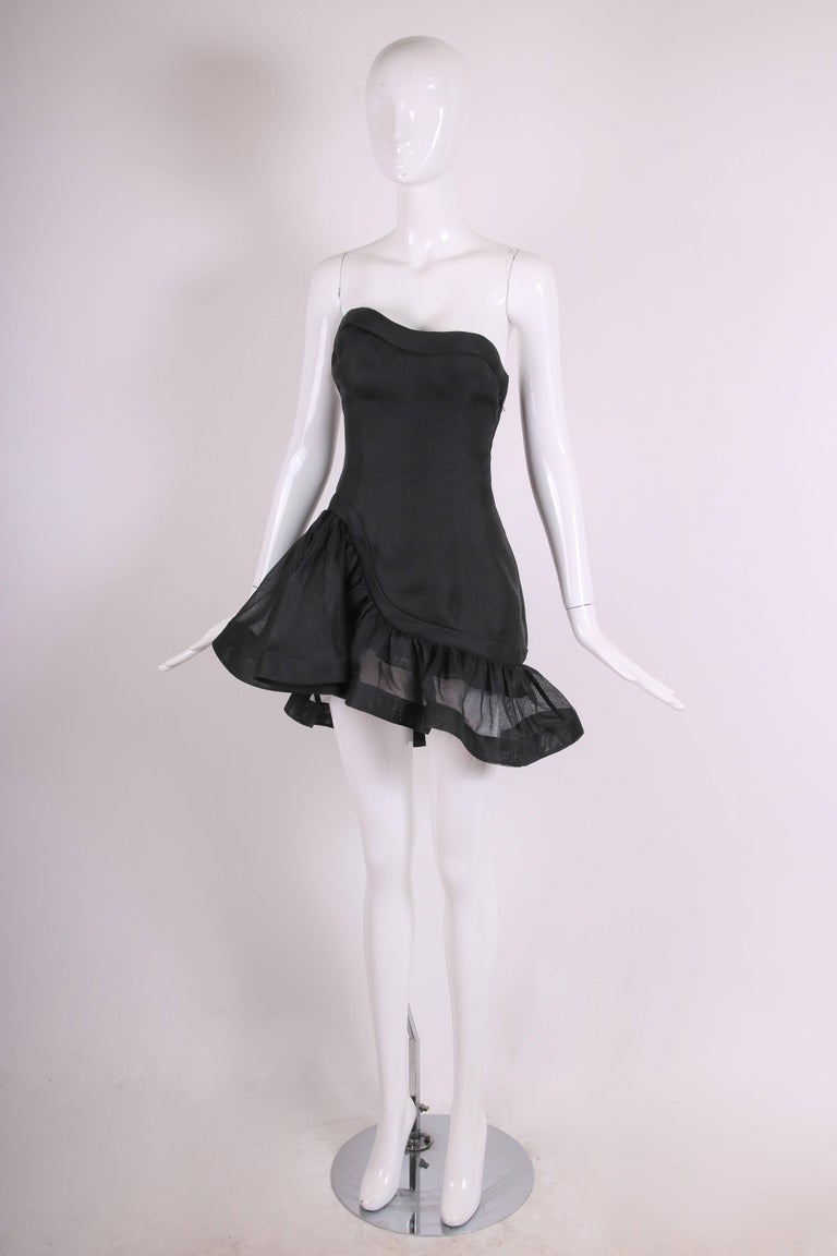 Yves Saint Laurent YSL Black Strapless Gazar Mini Cocktail Dress with Poppies at 1stDibs | ysl 