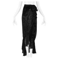 Yves Saint Laurent YSL Black Velvet & Chiffon Dot Ruffle Evening Skirt