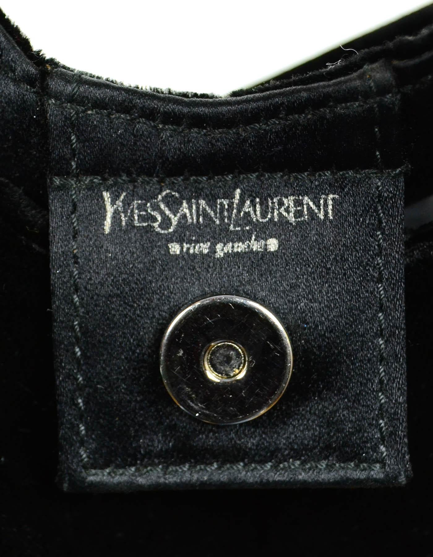 Women's Yves Saint Laurent YSL Black Velvet Small Mombasa Evening Bag