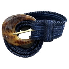 Yves Saint Laurent YSL Blue Braided Belt