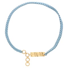 Yves Saint Laurent YSL Cintura intrecciata in raso blu