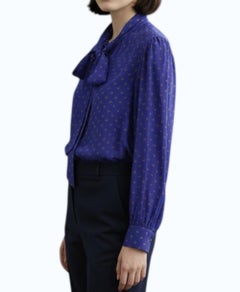 Yves Saint Laurent YSL Lavalliere Bluse aus blauer Seide