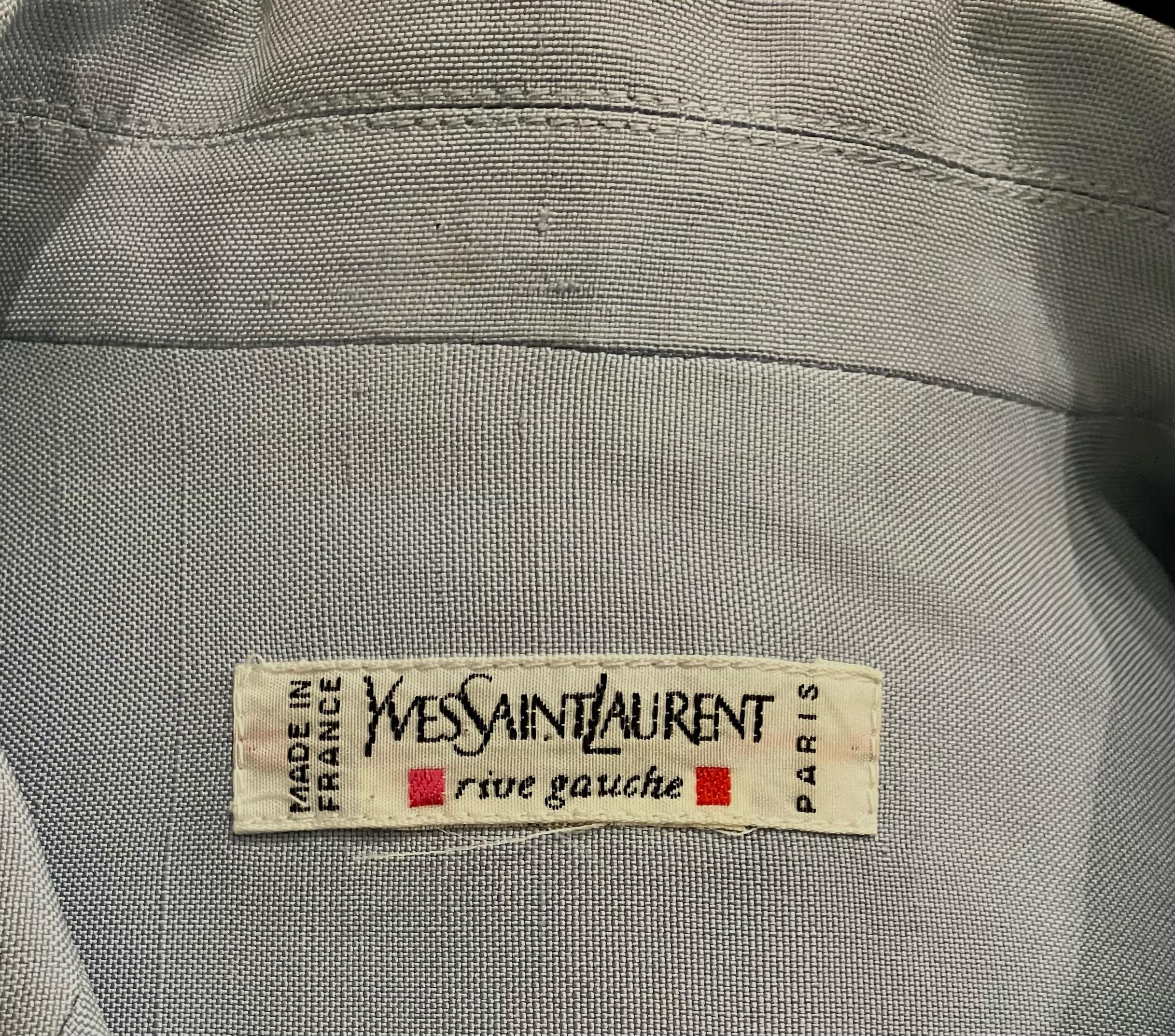 Yves Saint Laurent YSL Blue Silk Shirt Dress For Sale 1