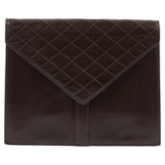 Yves Saint Laurent YSL Brown Leather Clutch Bag