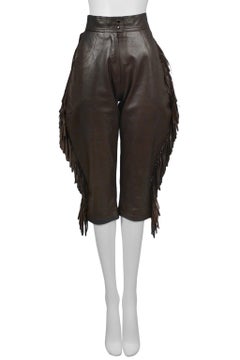 Yves Saint Laurent YSL Brown Leather Fringe Jodhpur Knickers
