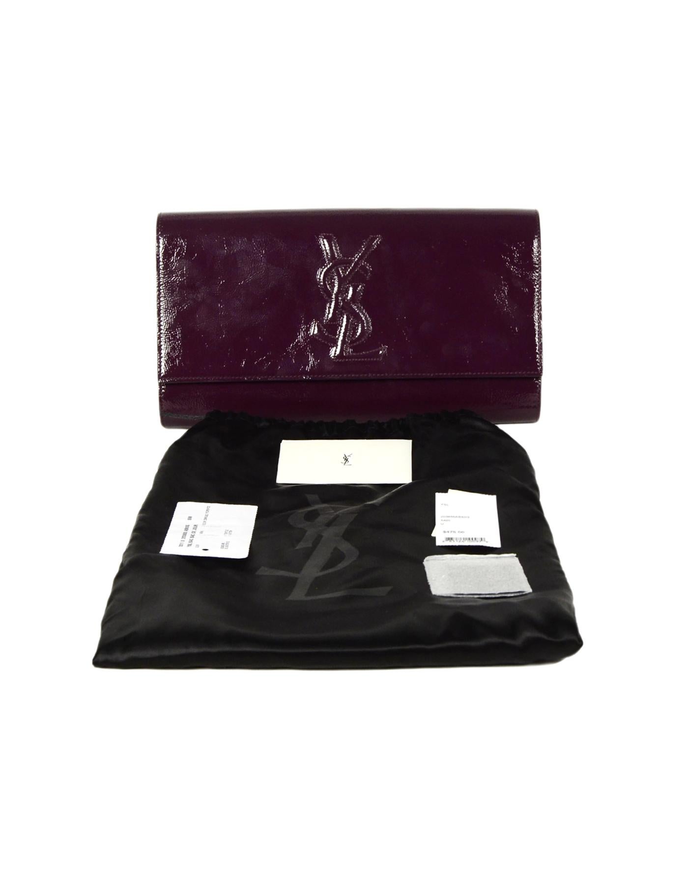 Yves Saint Laurent YSL Burgundy Belle DuJour Patent Leather Clutch  Bag 1