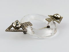 Yves Saint Laurent YSL by Denez Vintage 1970s Art Deco Inspired Brooch